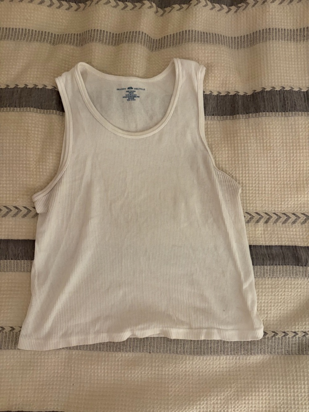 Brandy Melville Cream Ribbed Scoop Tank